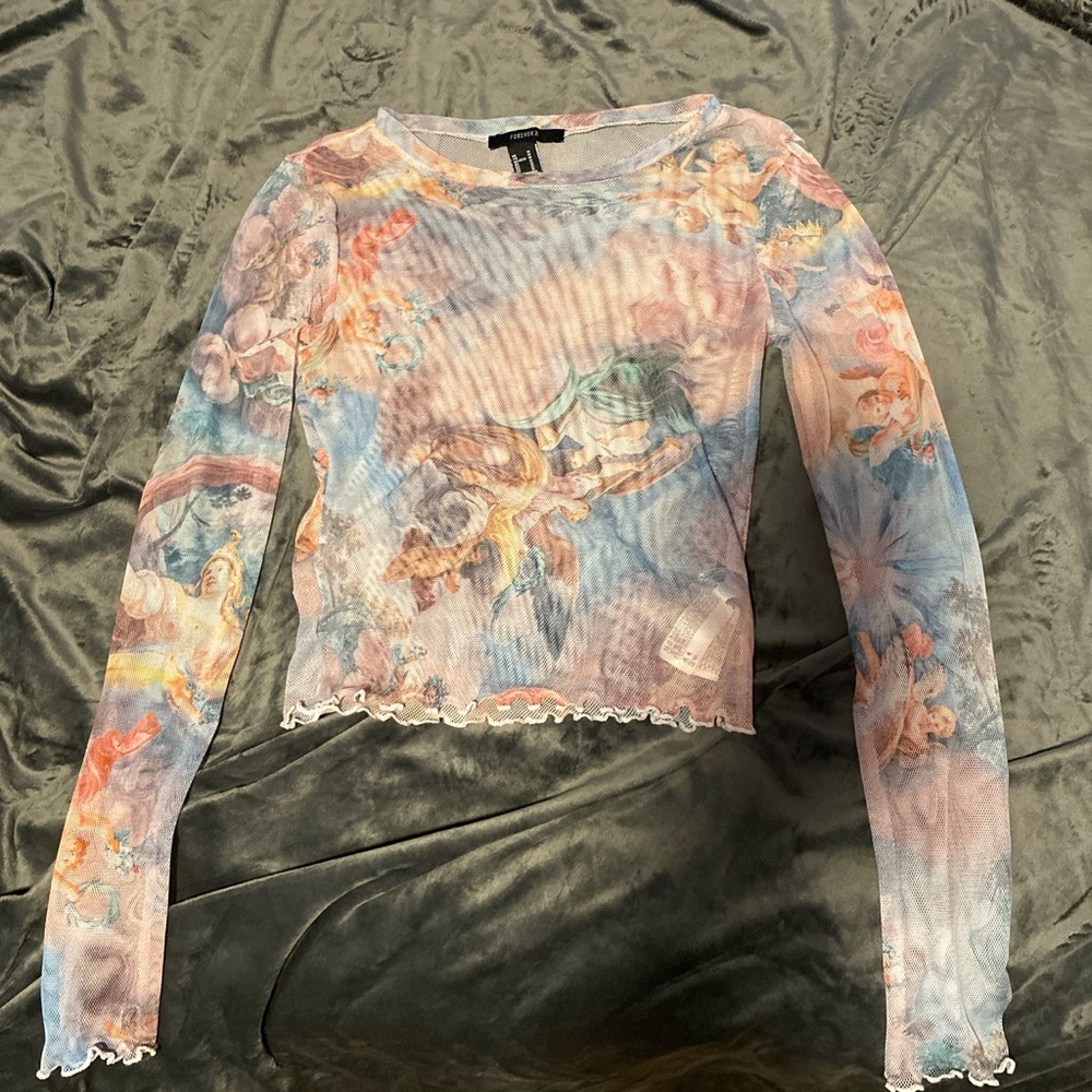 Angel Artwork Mesh Top